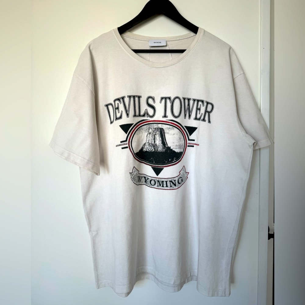 RHUDE White 'Devils Tower' T-Shirt